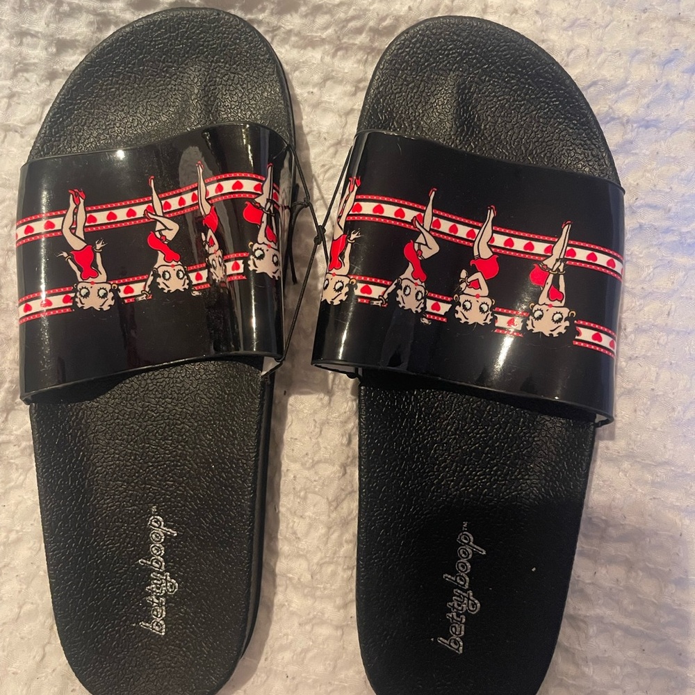 Betty Boop Black Slide Sandals